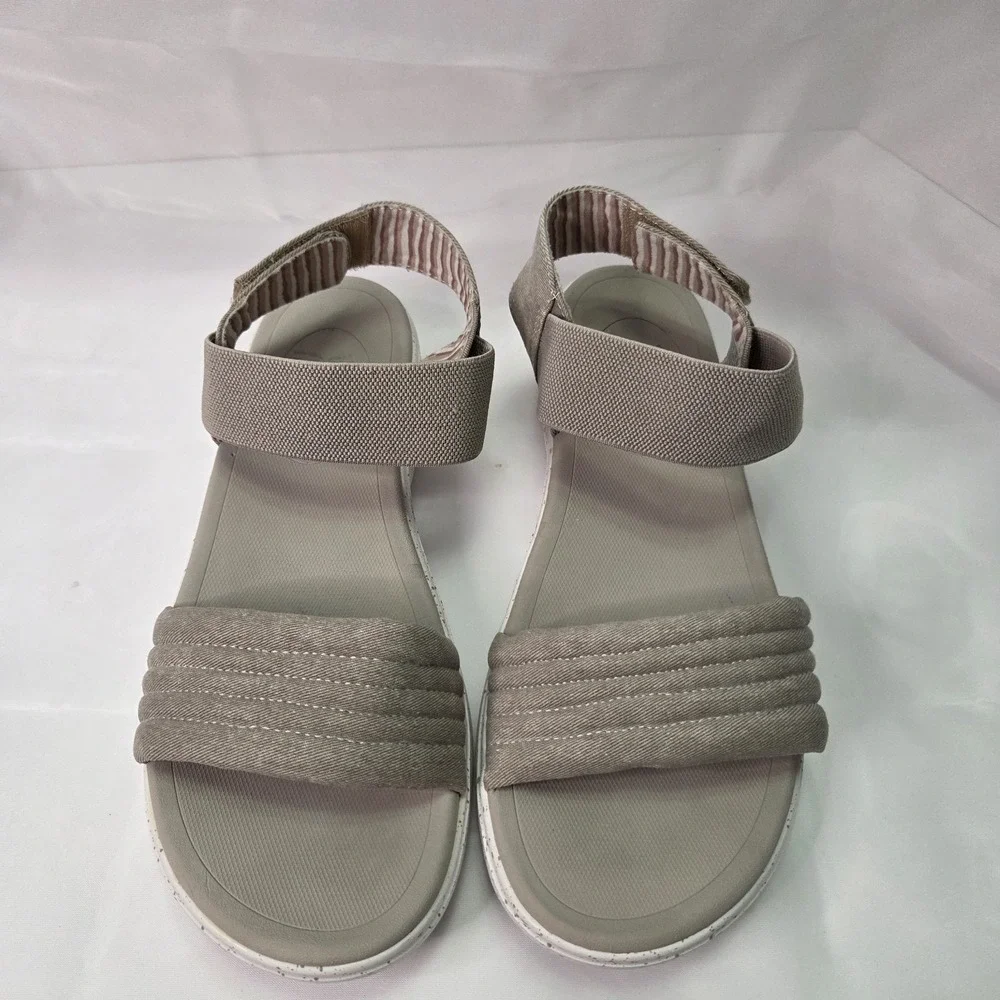 Skechers Bobs Summer Skipper Optical Chill Plush Foam Sandal Taupe Sz 9 Comfort - Picture 1 of 8